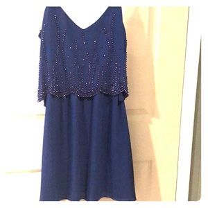 Blue beaded cocktail dress